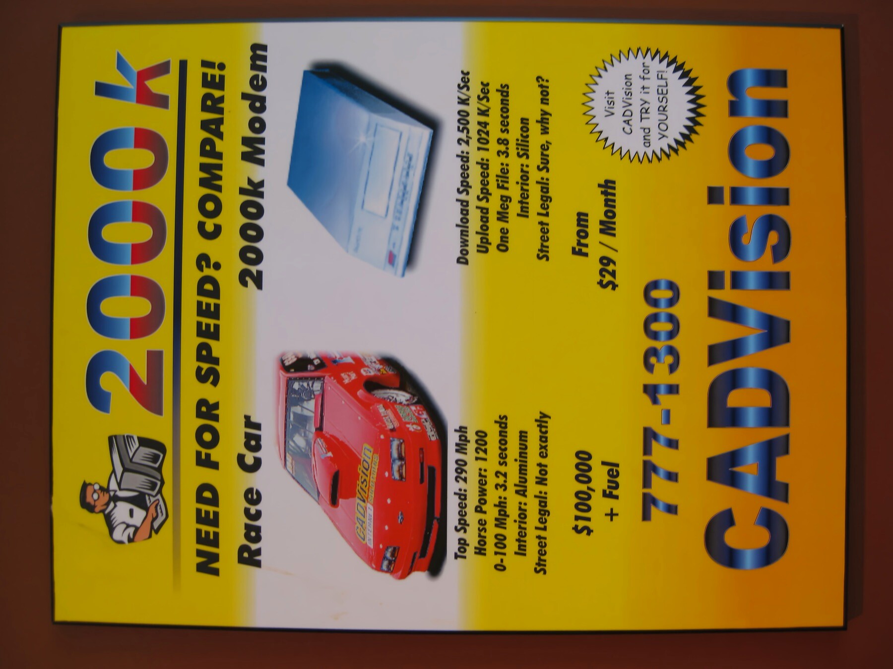 “Need for Speed?” — the 2000k modem vs. a race car