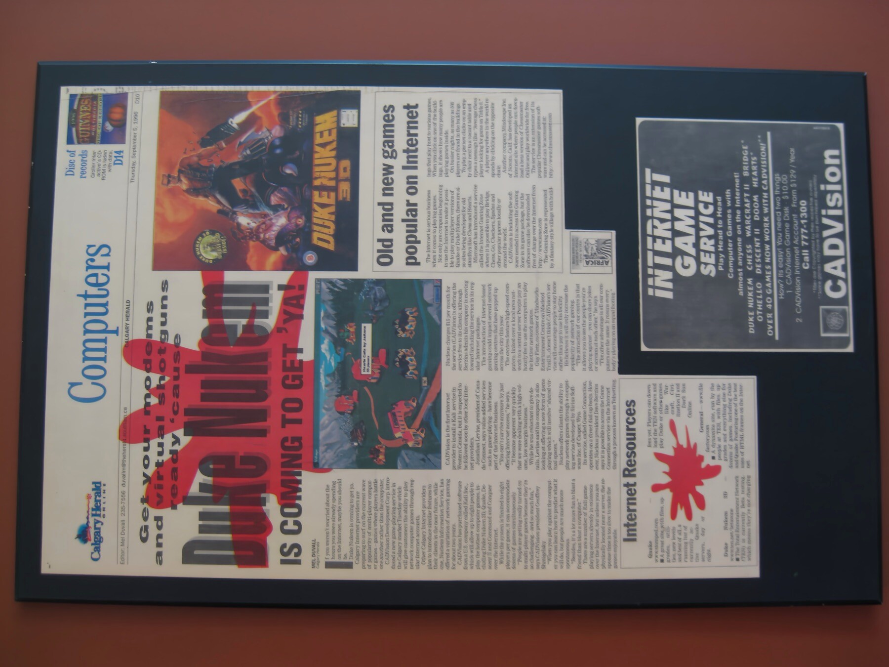“Duke Nukem is coming to get ’ya” — CADVision’s Internet Game Service (Calgary Herald, 1996)