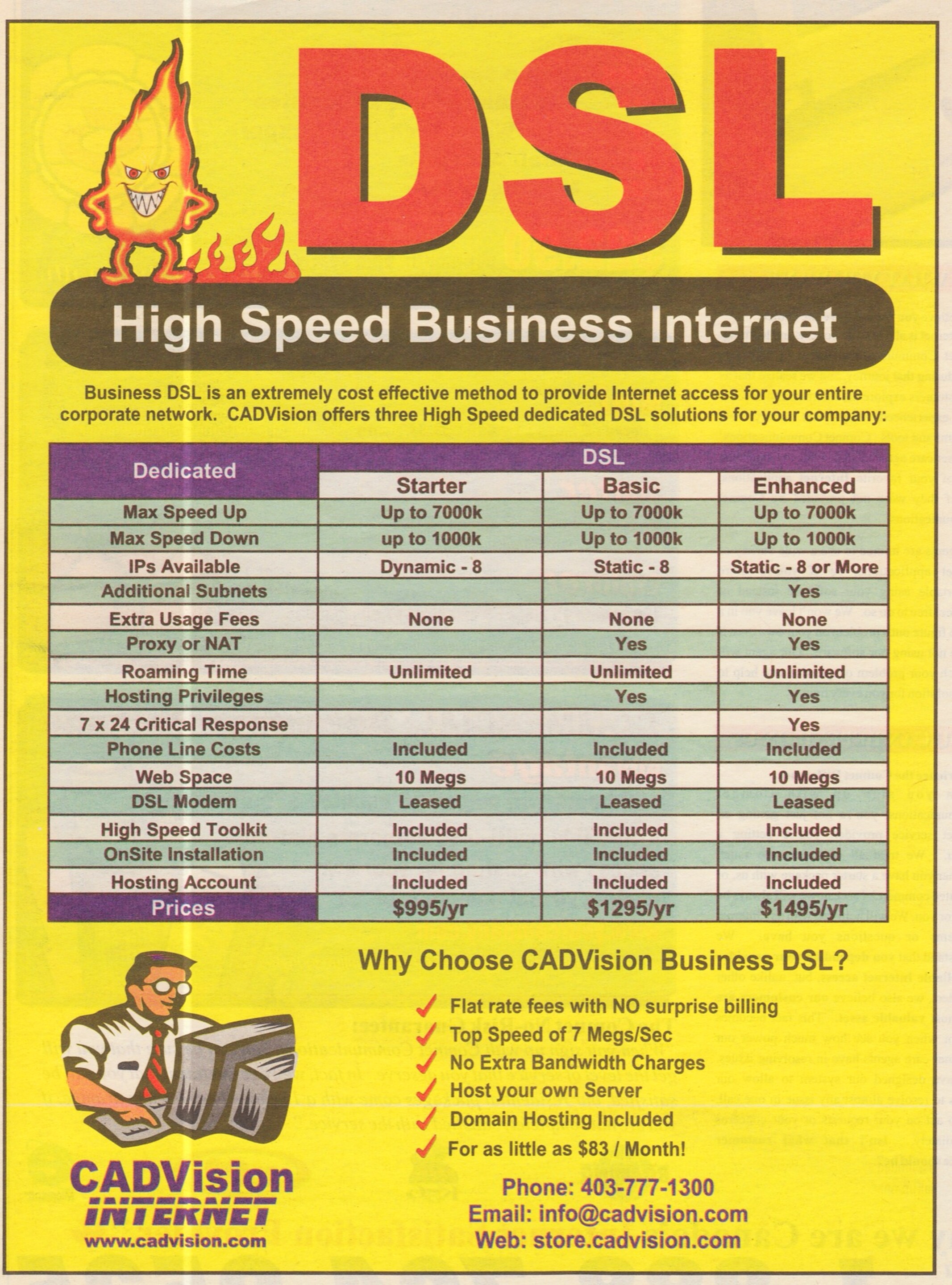 DSL — High Speed Business Internet (Starter, Basic, Enhanced plans)
