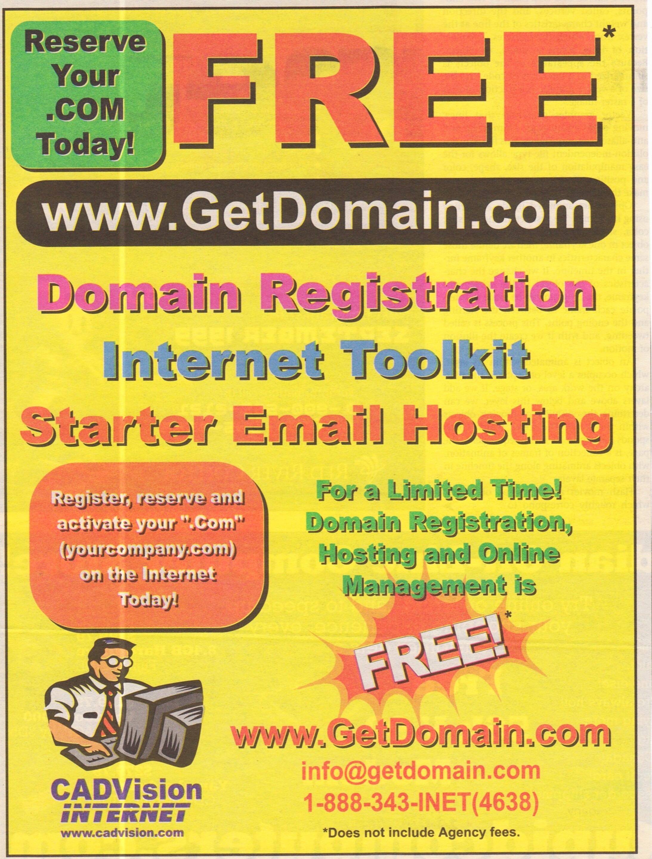 GetDomain.com — “Reserve Your .COM Today!” free domain registration and hosting
