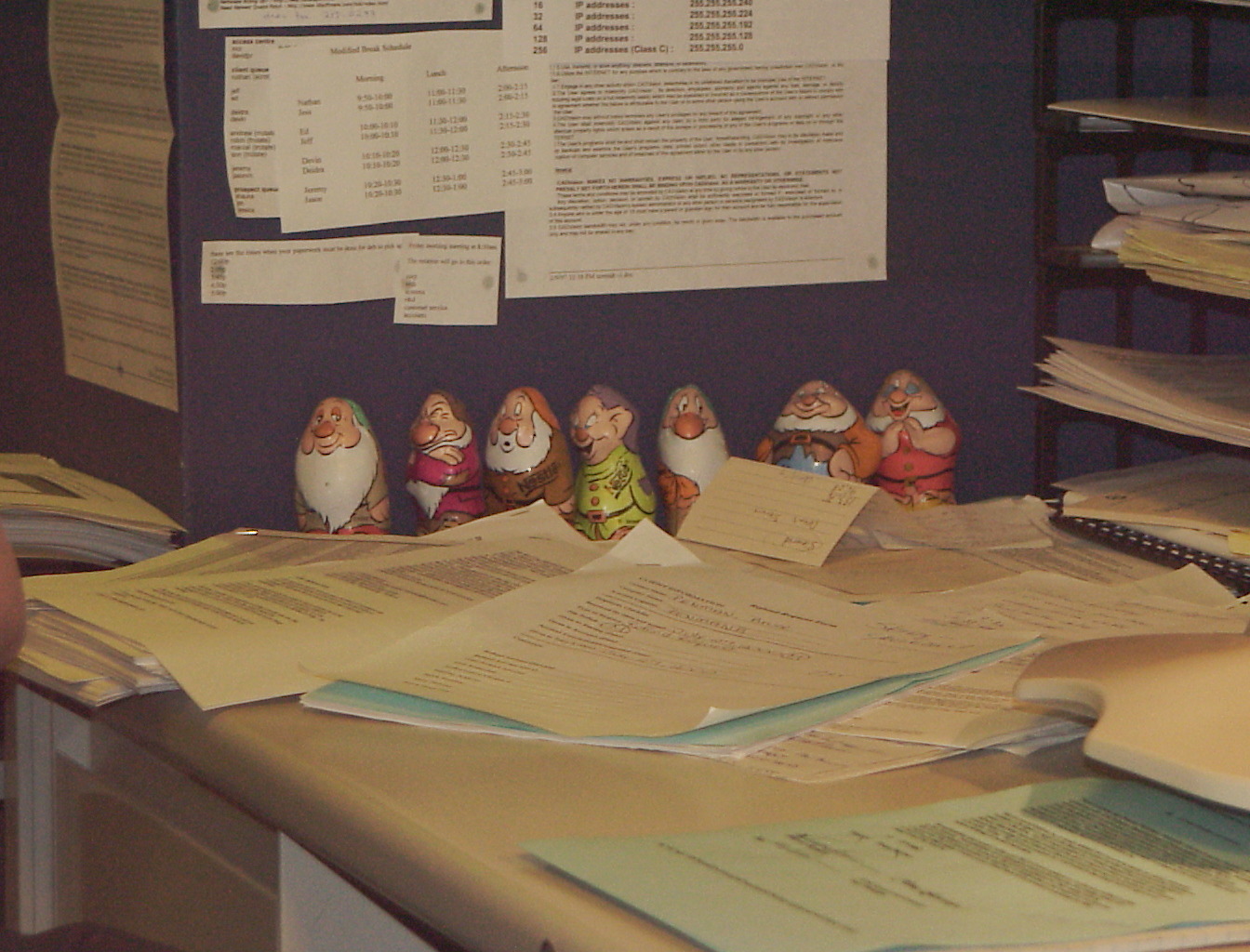 Seven dwarfs watching over the front desk