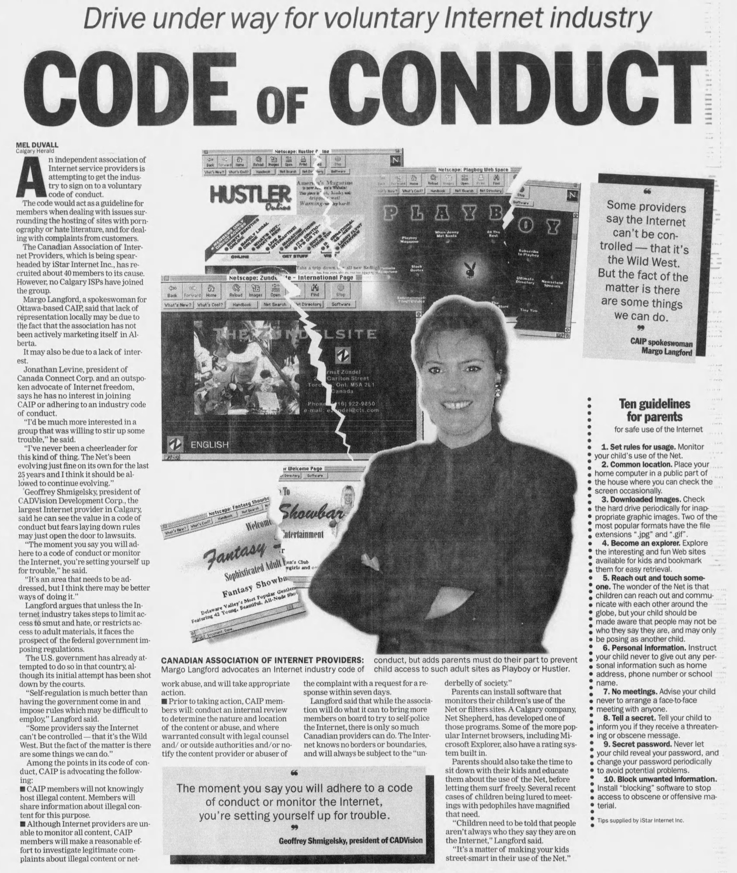 Code of Conduct — Mel Duvall, Calgary Herald, Dec 5, 1996