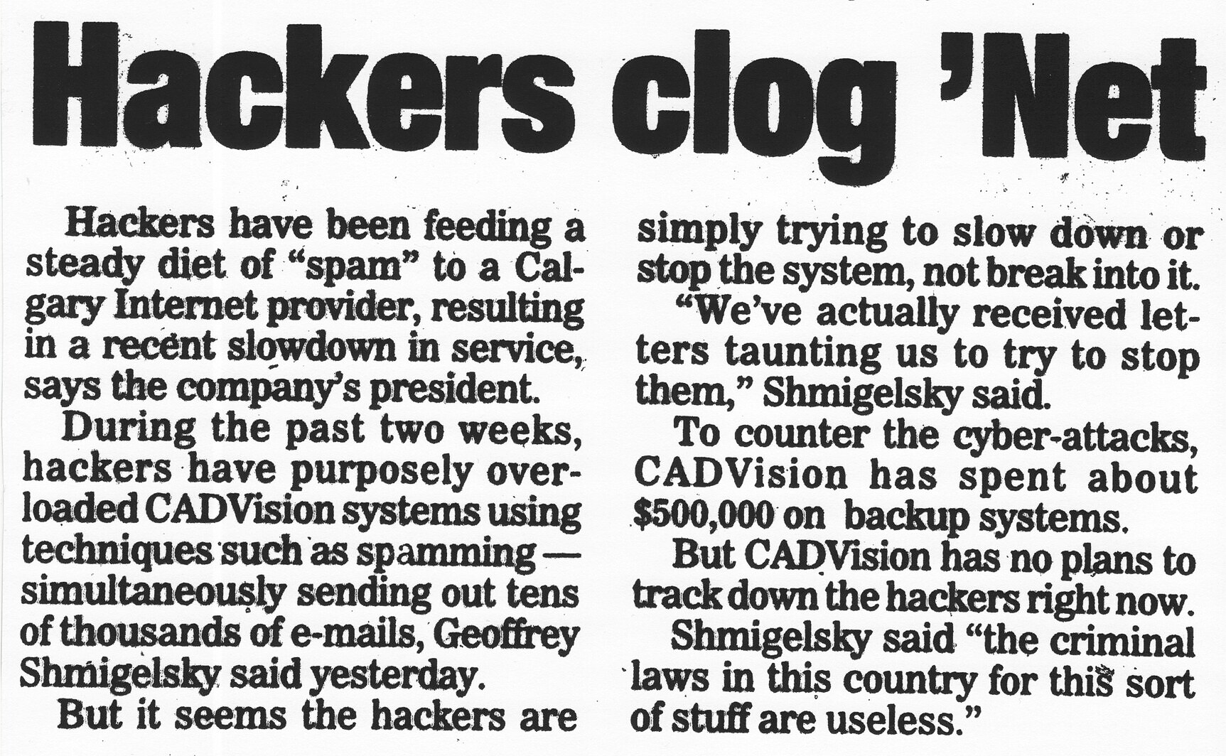 Hackers clog ’Net — 1997