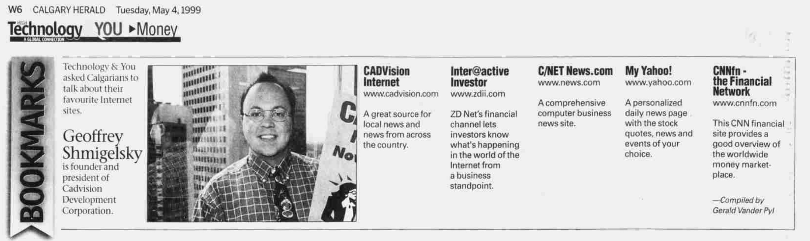 Bookmarks — Shmigelsky's favourite sites (Calgary Herald, May 4, 1999)