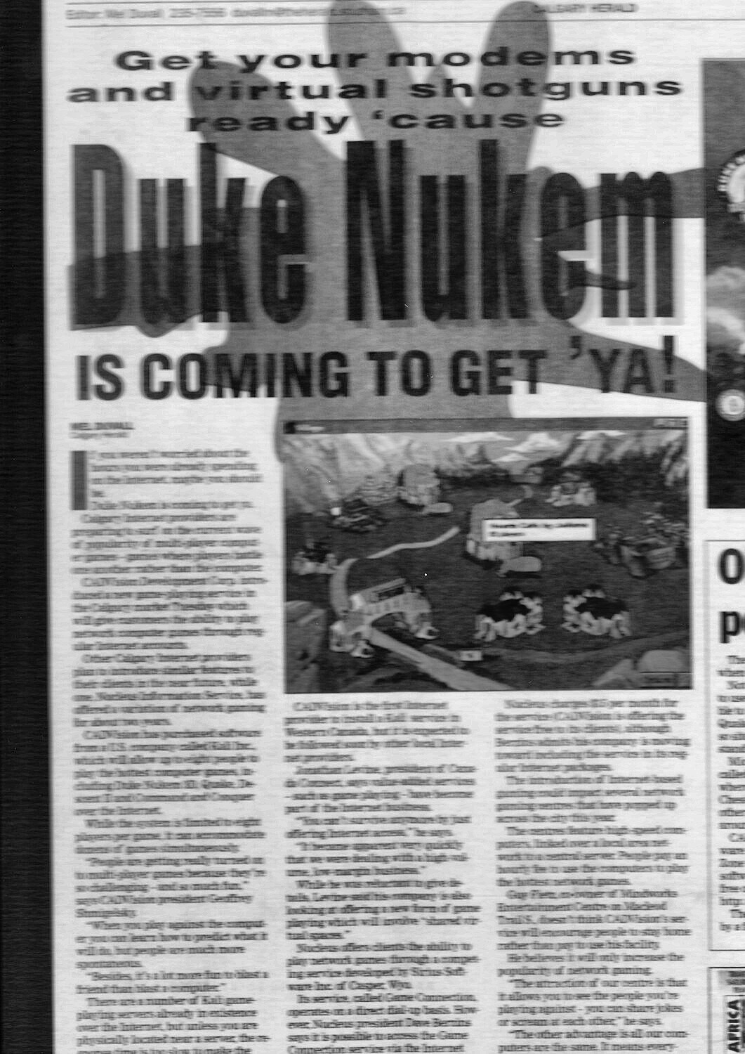 Newspaper clipping from the front page of a newspaper